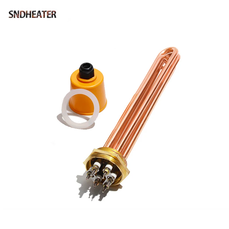 SNDHEATER Copper Thread 110V 220V 380V Immersion Water Boiler Pipe 3KW 6KW 9KW 12KW Heating Resistance Equipment DN32 DN40 DN50