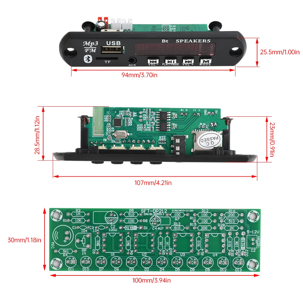 Diy kit de alto-falante bluetooth com rádio fm diy projeto de solda prática montagem diy kit eletrônico componente 2*3w alto-falante