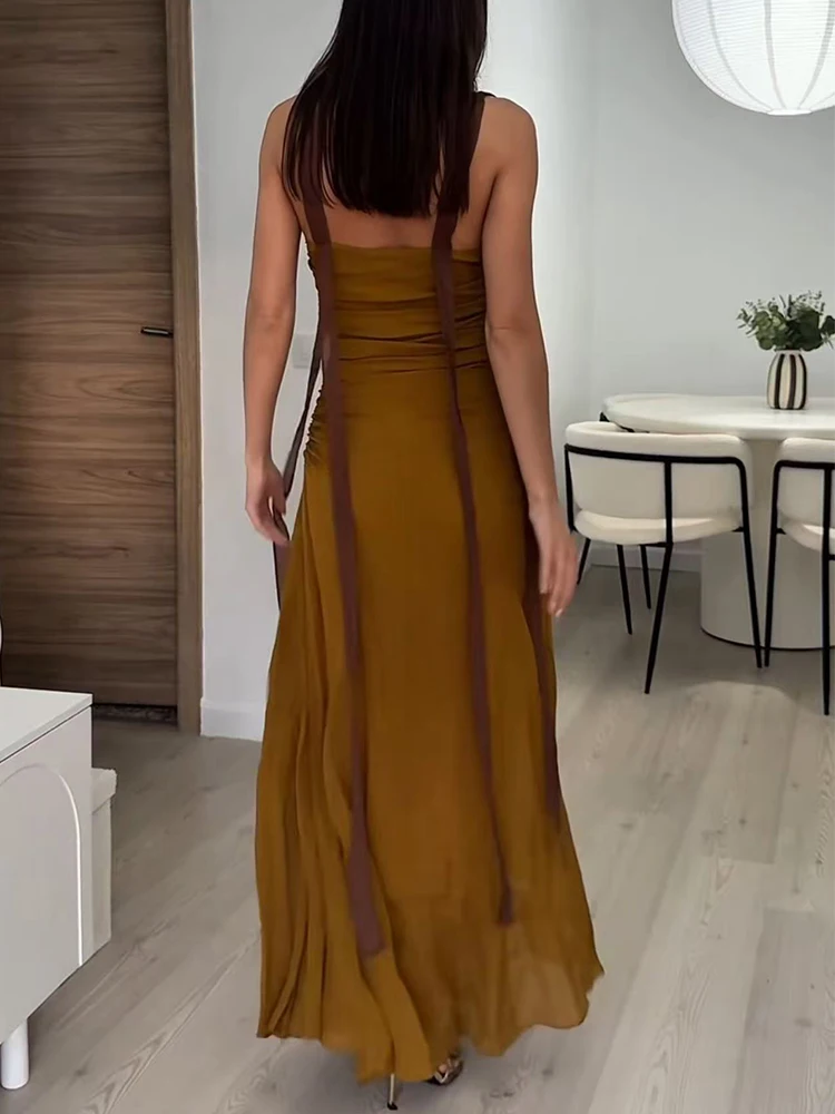 TFMLN Sexy Women's Wide Sling Dress Summer Strap Sleeveless Ankle Length Dresses Fashion Backless Female Party Dress New