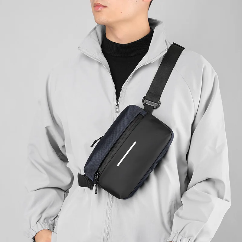 Bolso de pecho reflectante para hombre, bandolera de gran capacidad para negocios, ocio, cintura única, deportes, ciclismo, motocicleta y Pesca