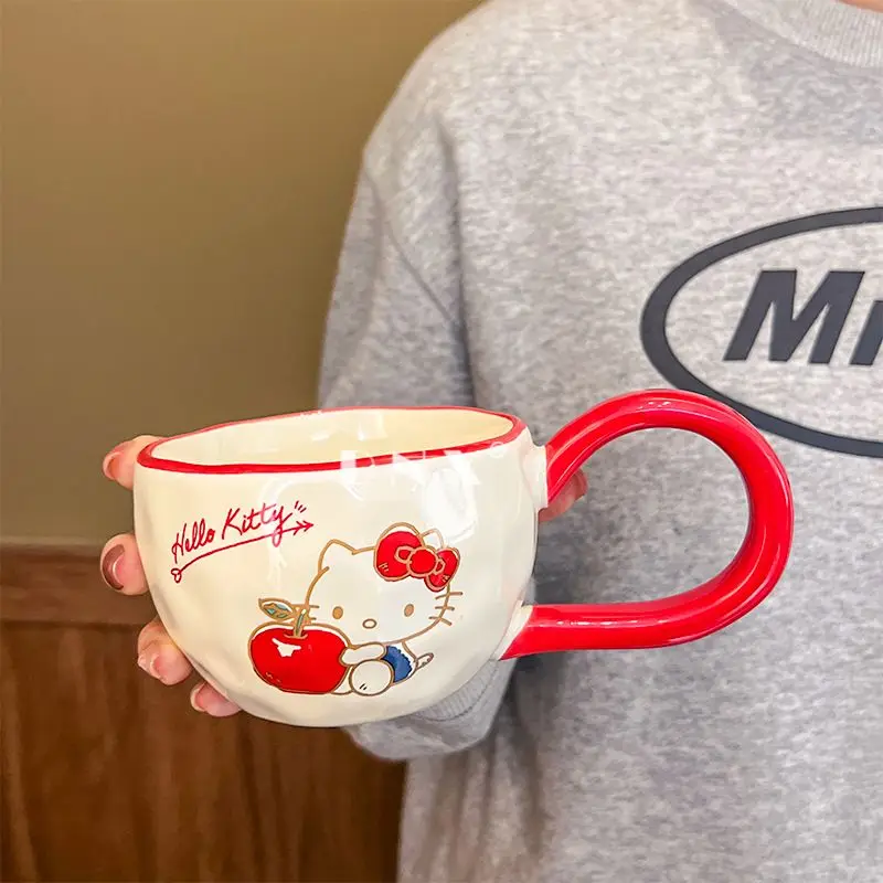 Kawaii Kuromi Cinnamoroll مرحبا كيتي سانريو لطيف الكرتون السيراميك بلدي ميلودي القدح الأطفال الحليب فنجان القهوة هدية عيد ميلاد للأطفال