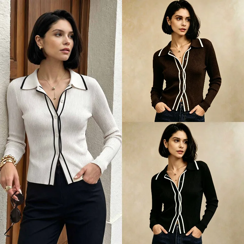 Russian Women's Sweater Cardigan, Smart Fit, With A Stand-up Collar, 1240; Button Detail, D.124; Long Sleeves, Fashionable And E