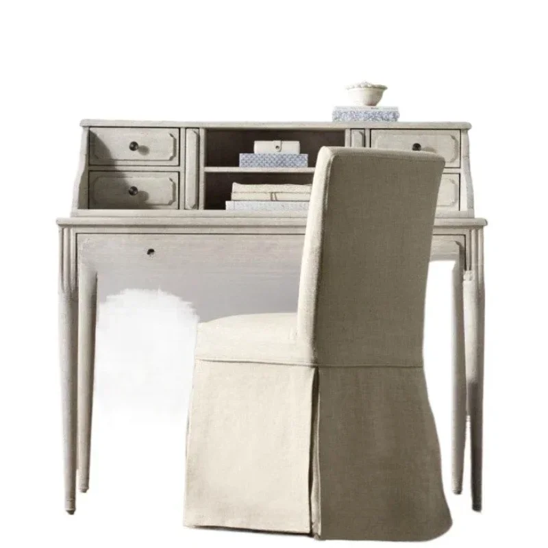 American solid wood desk furniture oak old retro children's writing desk study log study