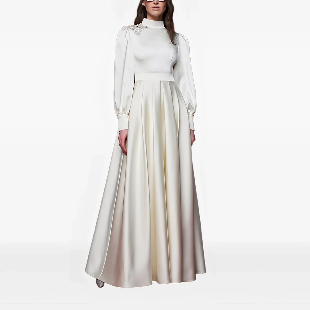 맞춤형 하이 칼라 롱 이브닝 드레스 우아한 공식 행사 프롬 가운 크리스탈 2025 플로어 길이 프롬 드레스