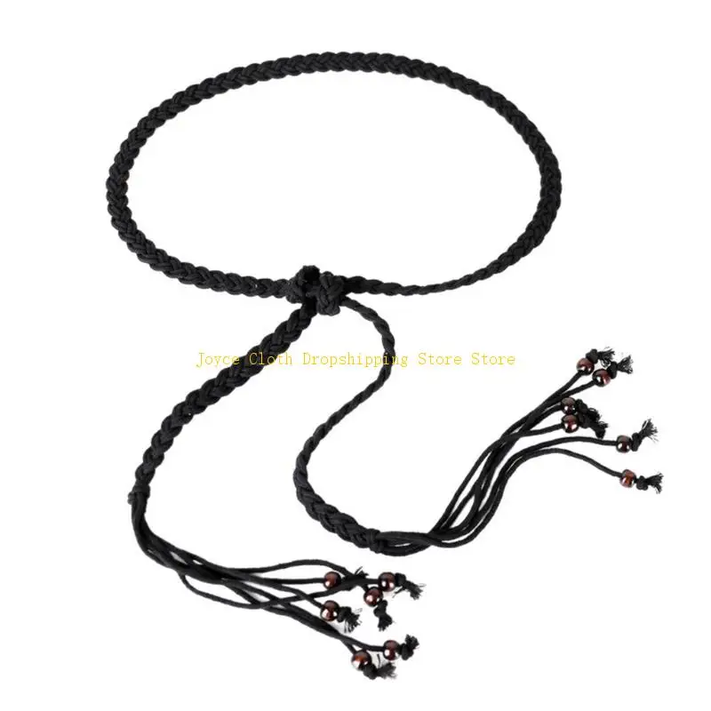 تنفس مضفر الخصر حبل قابل للتعديل الكروشيه حبل حزام القطن زنار للنساء المراهقين ارتداء اليومي مهرجان الموسيقى 10CD #3