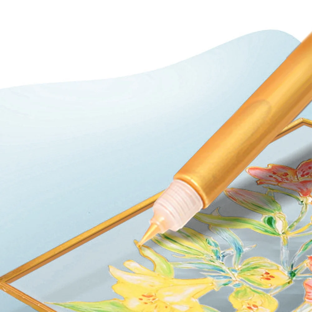 

6Pcs Gold Acrylic Outline Paint Pens Fine Line Watercolor Masking Fluid Art Set Portable Brush Drawing Pens for Craft Projects