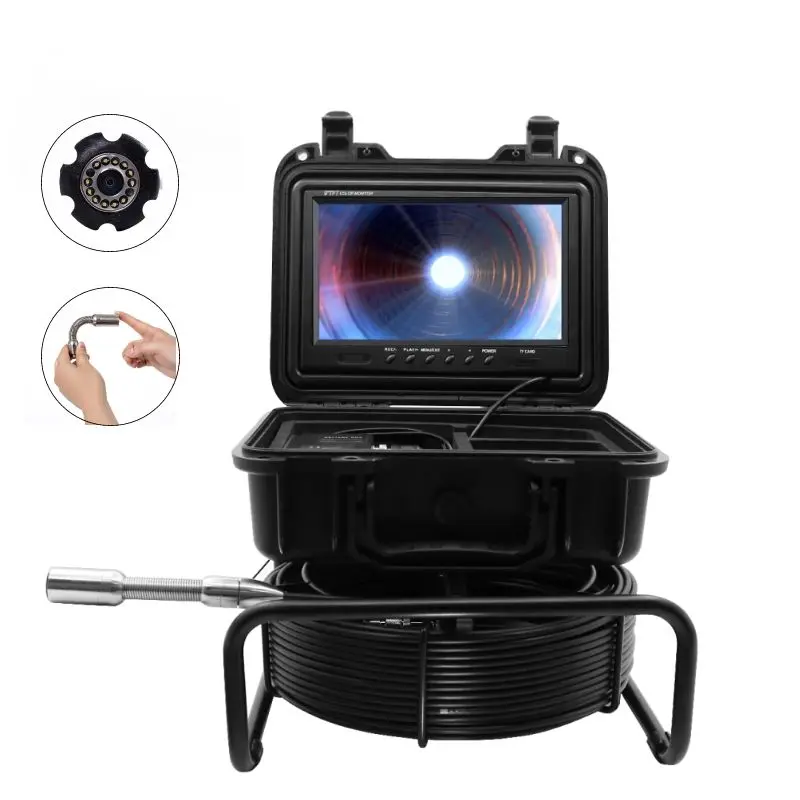 Hot Sale 30M Pipe Inspection Camera 9Inch 1080P Color Screen Video Pipe Camera 23MM Camera With12 High White Lights