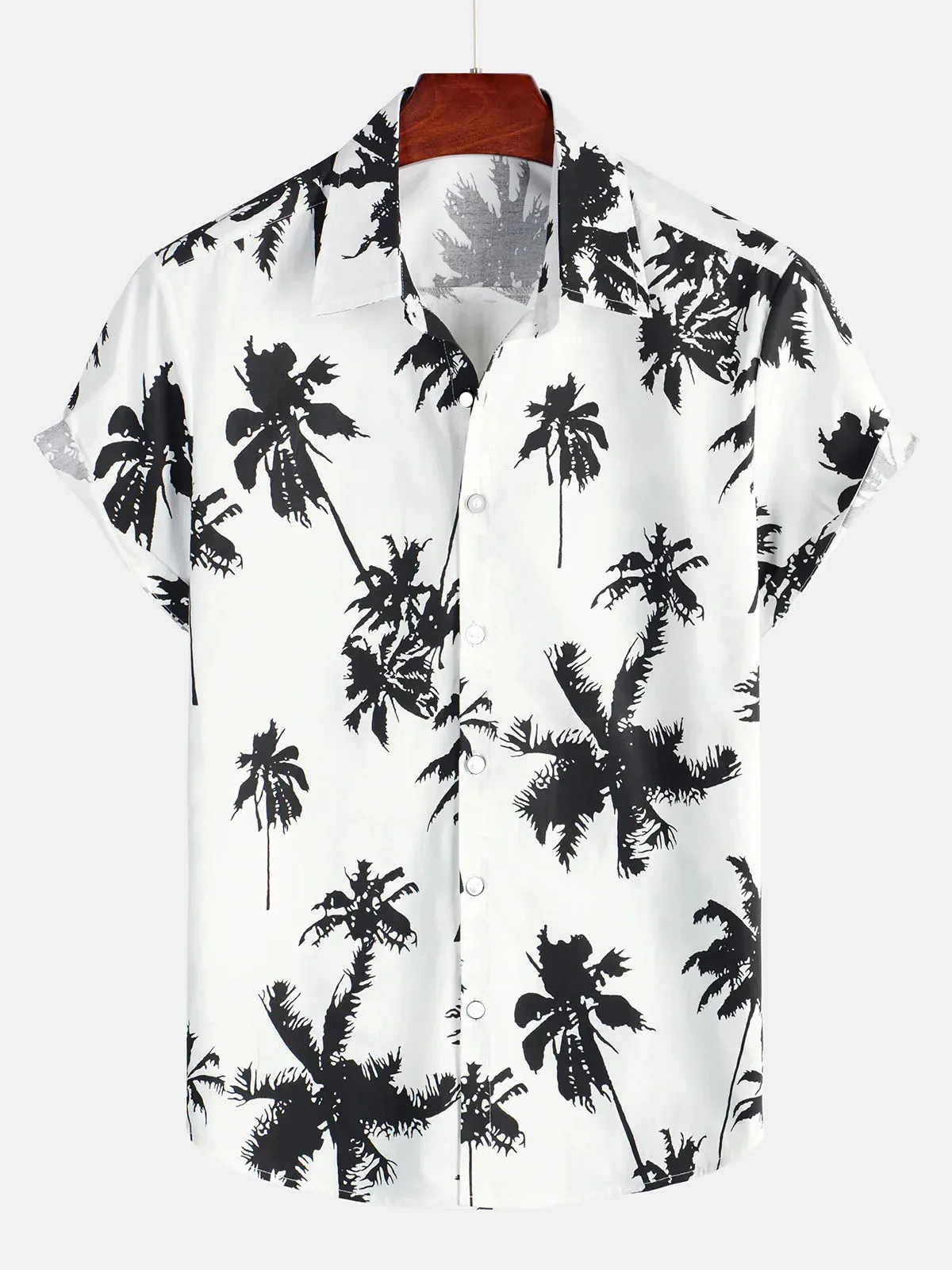 قميص رجالي عتيق بأكمام قصيرة للعطلات الصيفية على شكل زهرة زرقاء قميص هاواي بأكمام قصيرة وطية صدر السترة Chalas Roupas Masculinas #5