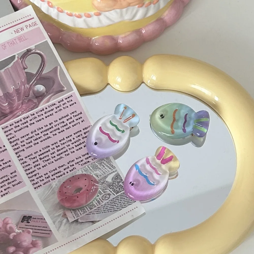 Головные уборы, пластиковая детская заколка, желейная заколка ярких цветов, мультяшная заколка для волос, красочная девчачья заколка тайяки, боковой зажим для девочек