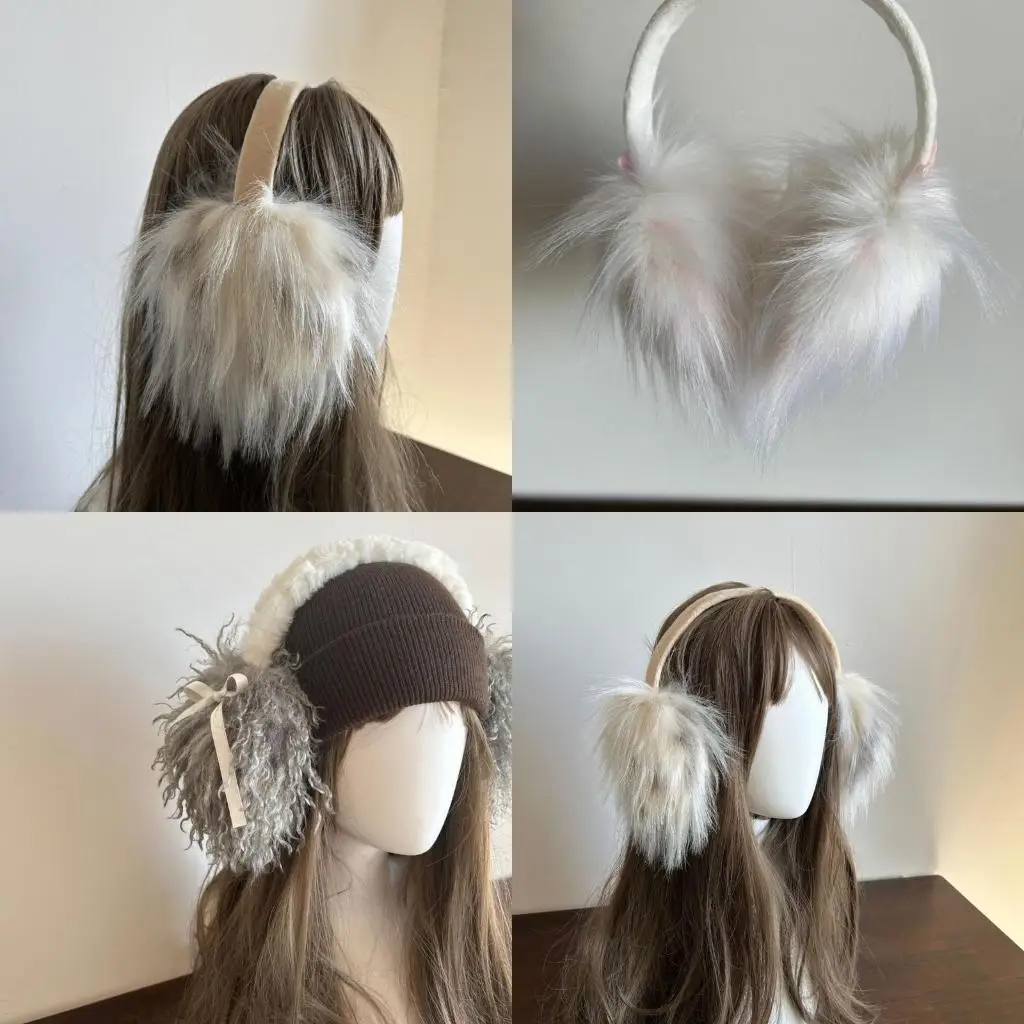 652F غطاء أذن من القطيفة للنساء والفتيات مع أقواس لتدفئة الأذن في الطقس البارد أغطية أذن فروي واقية للنشاط الشتوي #1
