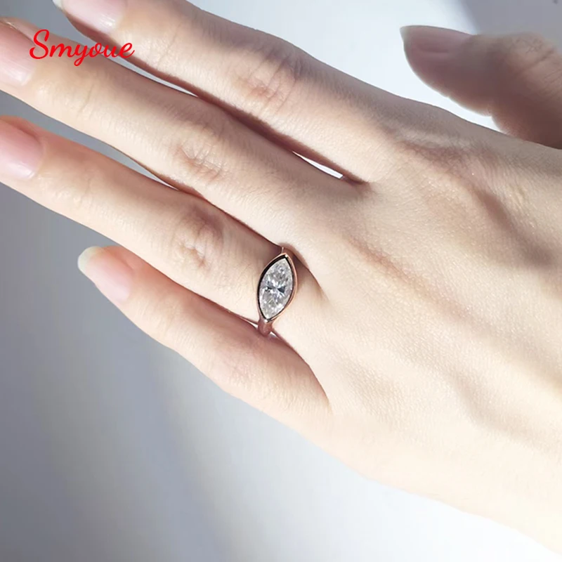 

Smyoue 5.5*11mm 1.3ct Marquise Cut Moissanite Rings for Women Shine High-Quality 100% S925 Sterling Silver Fine Jewelry on Sales