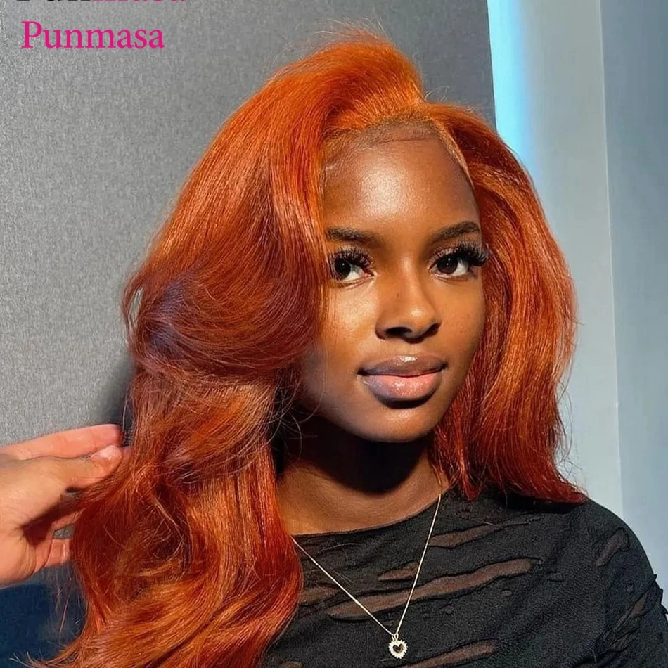 Ginger Colored Body Wave Human Hair Wigs 13x6 Transparent Lace Front Wigs for Women PrePlucked 200% Wear And Go 13X4 Frontal Wig