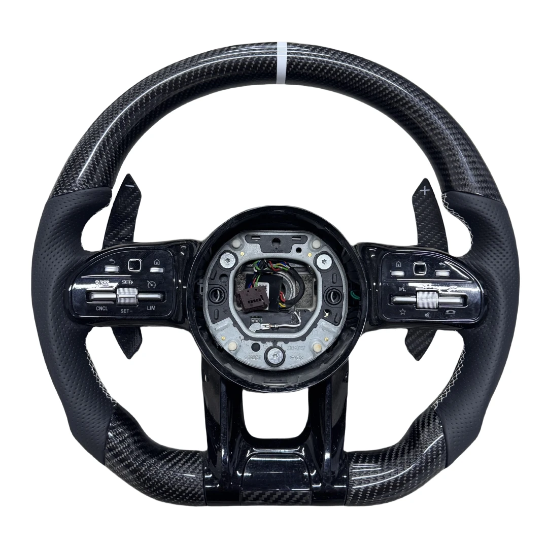 

For Perforated Leather Carbon Business 3 Spoke 40mm Grip Steering Wheel for Mercedes Benz S-Class (W222) and More Models