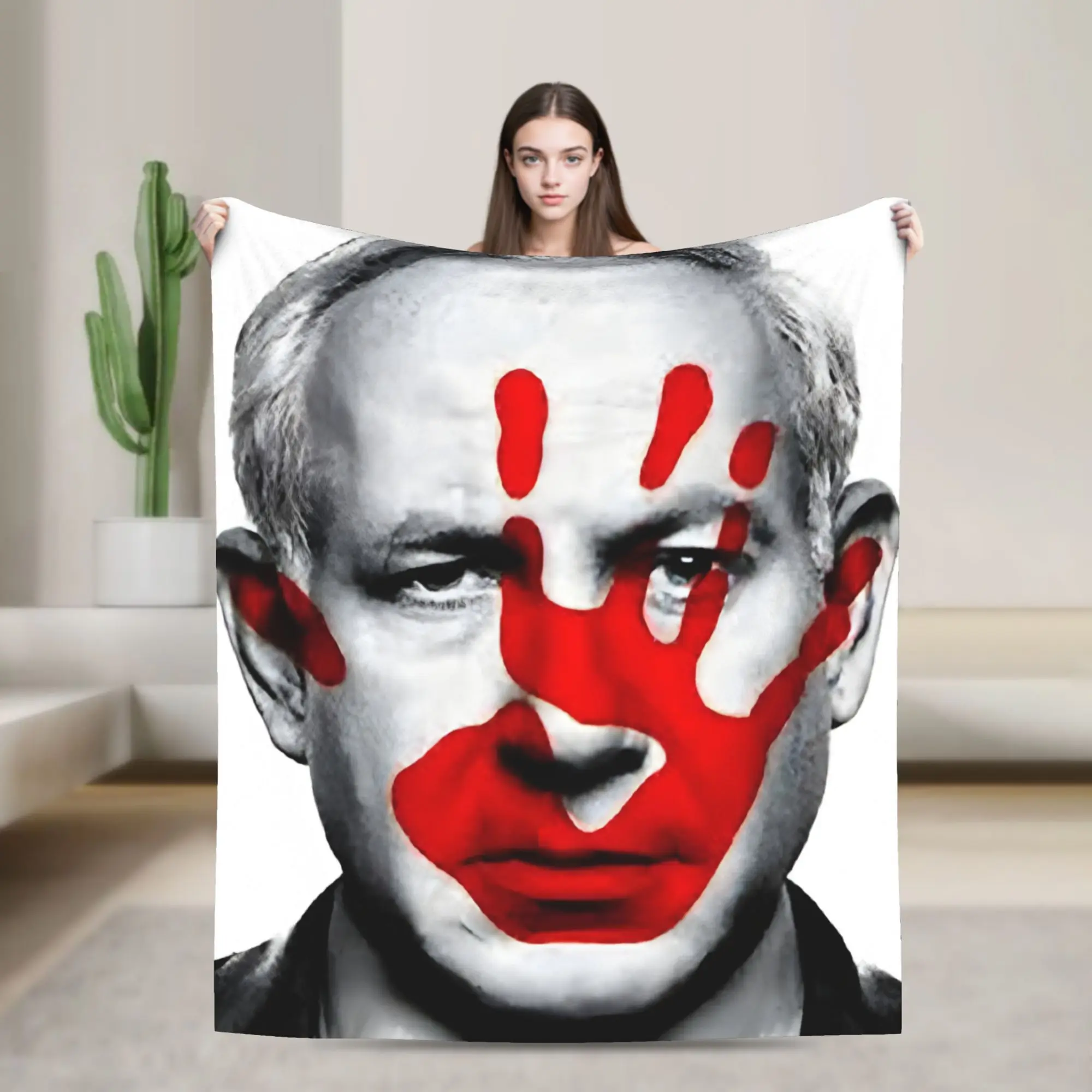Warm Soft Blankets Decorative Benjamin Netanyahu Has Innocent Blood On Hands Throw Blanket Flannel Bedspread For Sofa Bed Cover