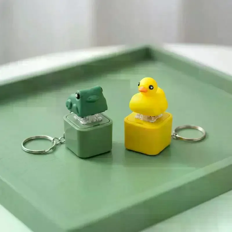 Funny Croaking Frog Duck Keychain Rechargeable Keyboard Fidget Clicker Sound Keyring With LED Light For Stress Relief view 3