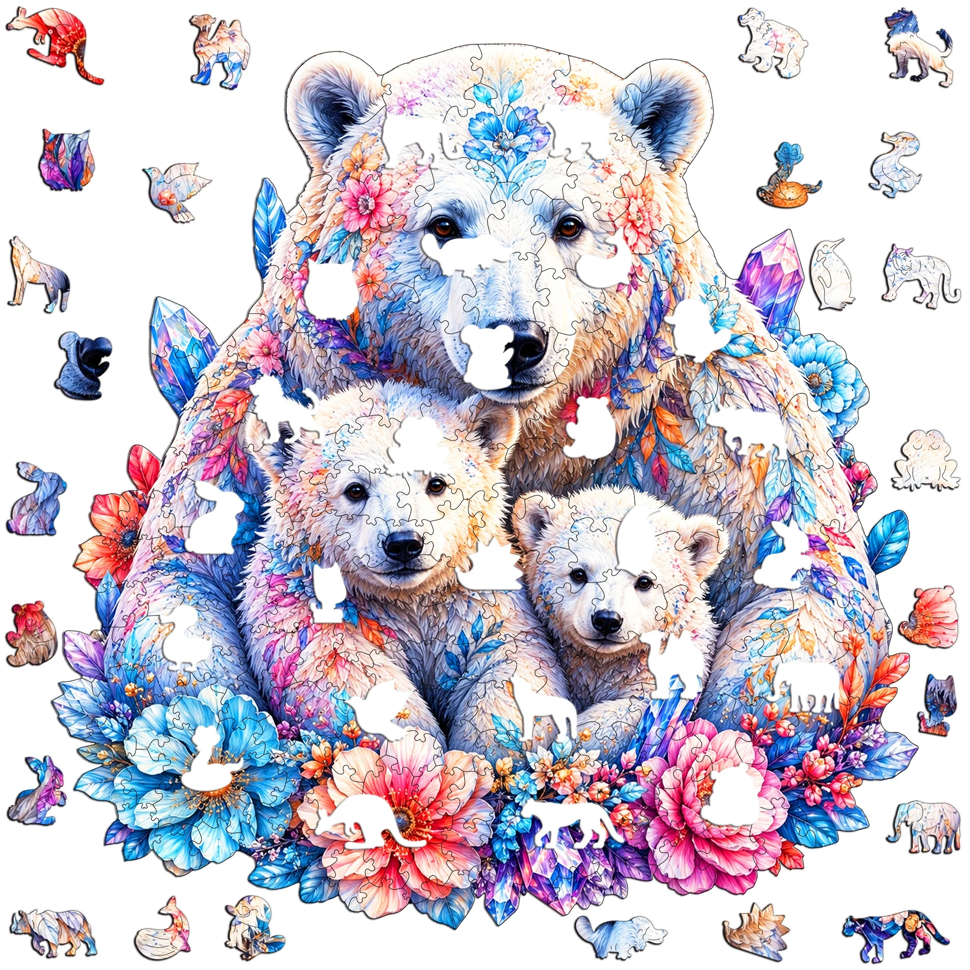 Mushroom Forest Wooden Puzzle Gift Toy Animal Jigsaw Puzzle Brain Teaser Special Occasion Collectible Gift