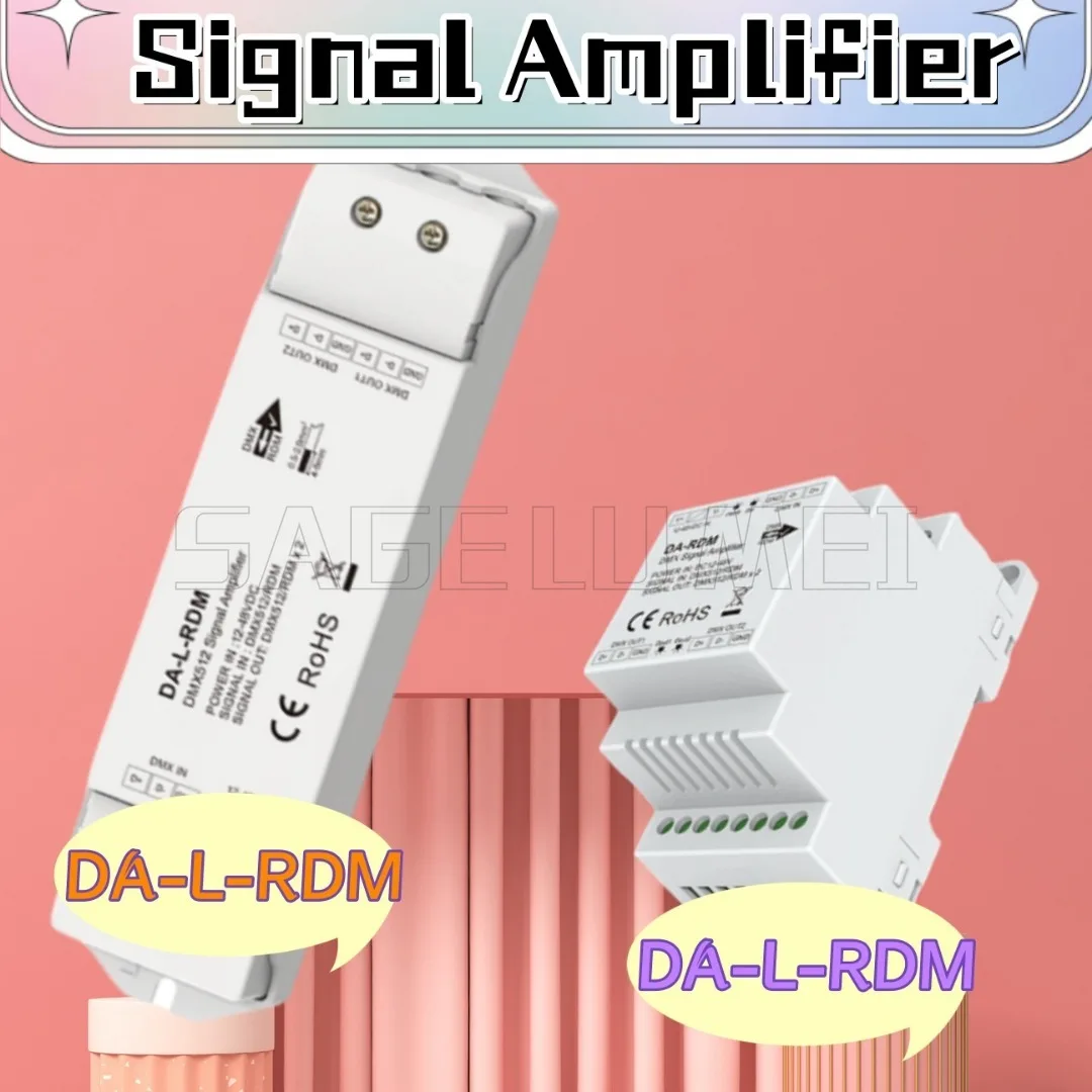 

DA-RDM/DA-L-RDM DC12-48V 2-канальный усилитель сигнала DMX и RDM DMX512 Один вход сигнала DMX512 и RDM RGBW Светодиодная лента 0,5 А МАКС.