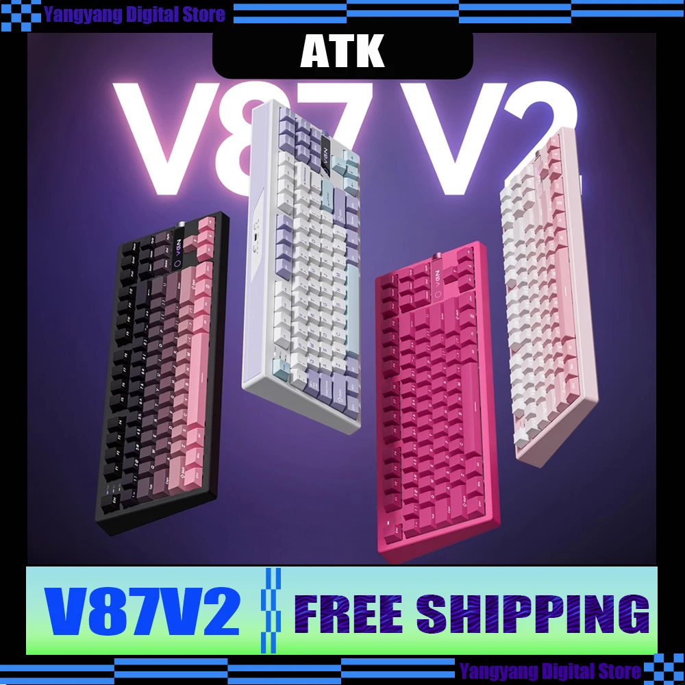 

VGN V87 V2 Mechanical Keyboard Wireless Bluetooth Side Carved RGB E-sports Game Keyboard with Knob Customized Pc Accessory FPS