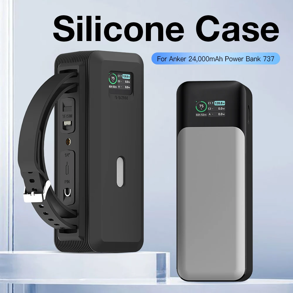 Silikonowe etui na Anker 737 Power Bank 140 W 24000 mAh PowerCore karta TF/SIM PIN do przechowywania Torba Pokrowiec ochronny Etui podróżne