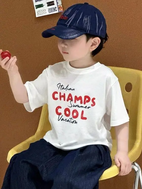 男の子夏服2026新作韓国風ルーズ半袖デニムショートパンツツーピースセットおしゃれ子供服