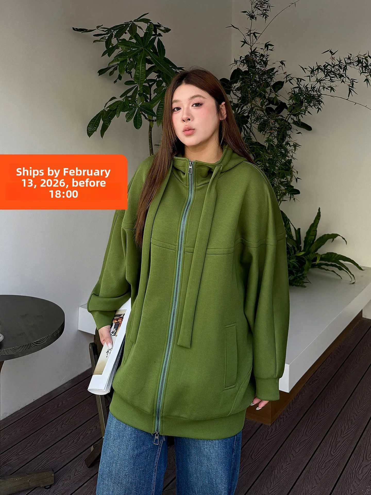 

Женская толстовка-кардиган с капюшоном из двухслойной ткани, весенняя новинка, большие размеры, свободный крой, стройнящий эффект, в корейском стиле, повседневная