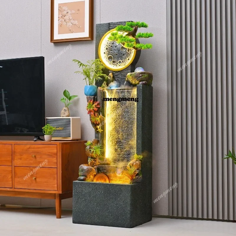 Y136 Rockery Flowing Fountain Large Ornament Curtain Wall Living Room Circulating Water Feng Shui Wheel Decoration