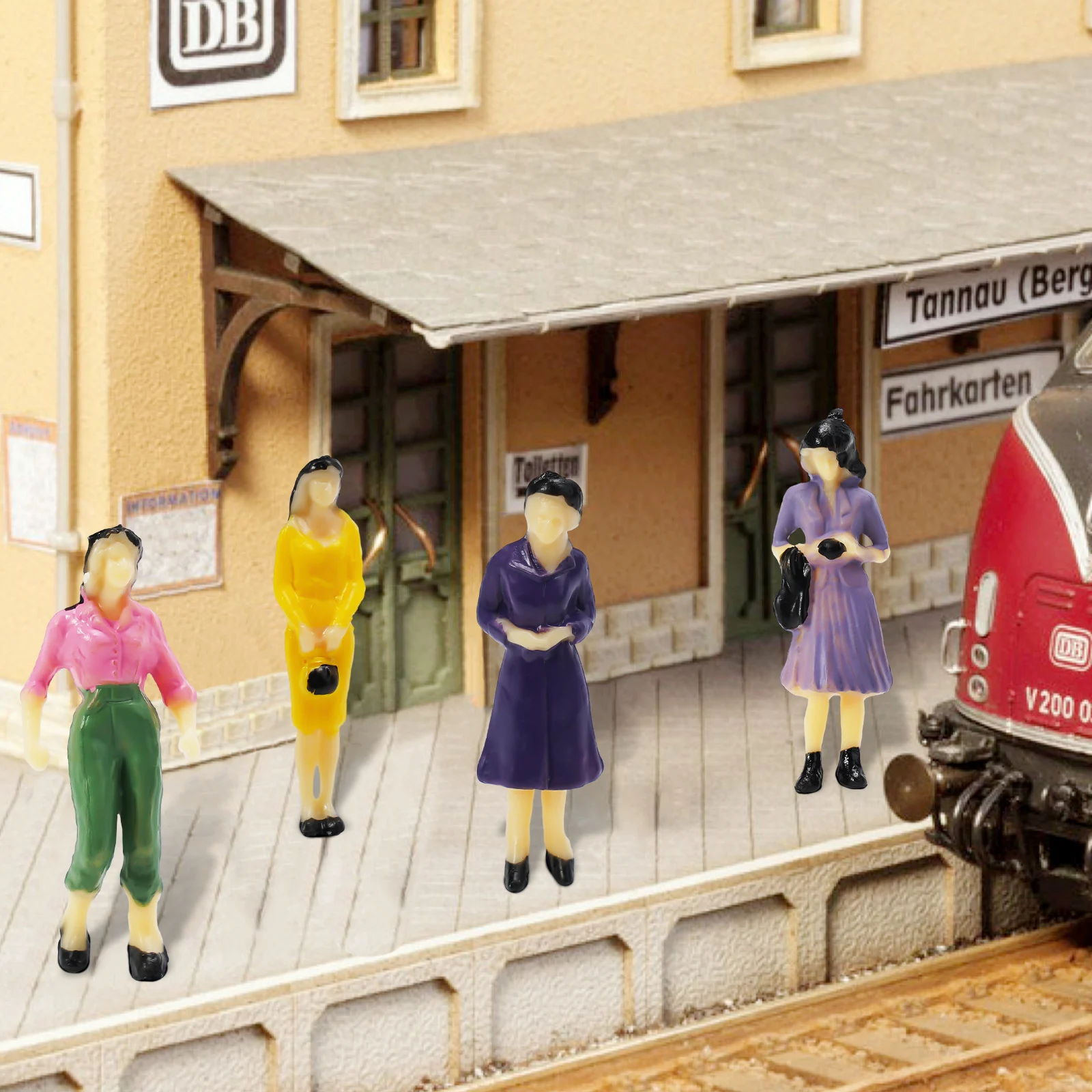 50Pcs 1:50 Scale Model Miniature Figures N Scale Painted Scenes Modelling People +6 Bench Train Railway Layout Model People