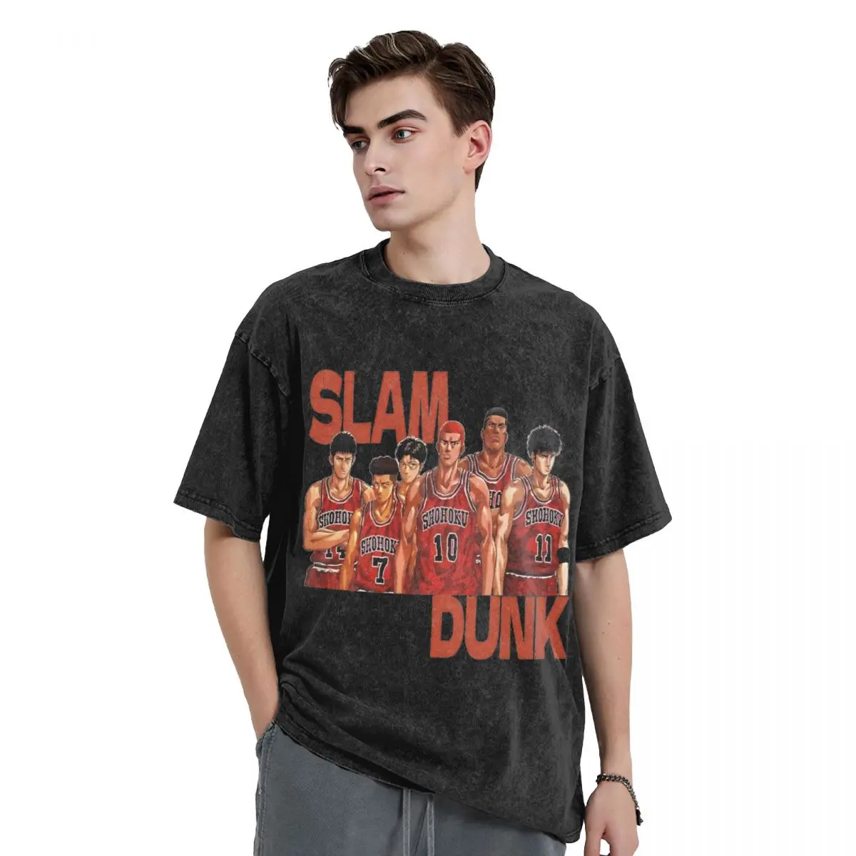 Washed T Shirts Slam Dunk Basketball Grew Hip Hop Vintage T-Shirts High Street Streetwear Printed Tops for Men Women Tee Shirt