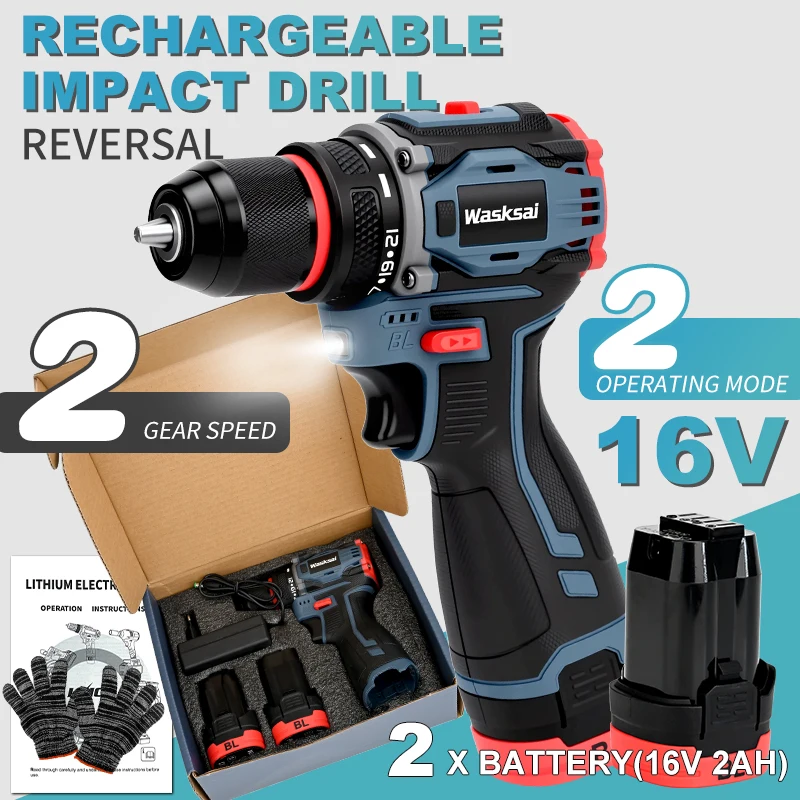 Wasksai Новая аккумуляторная дрель Электрическая отвертка Мини беспроводной драйвер питания постоянного тока