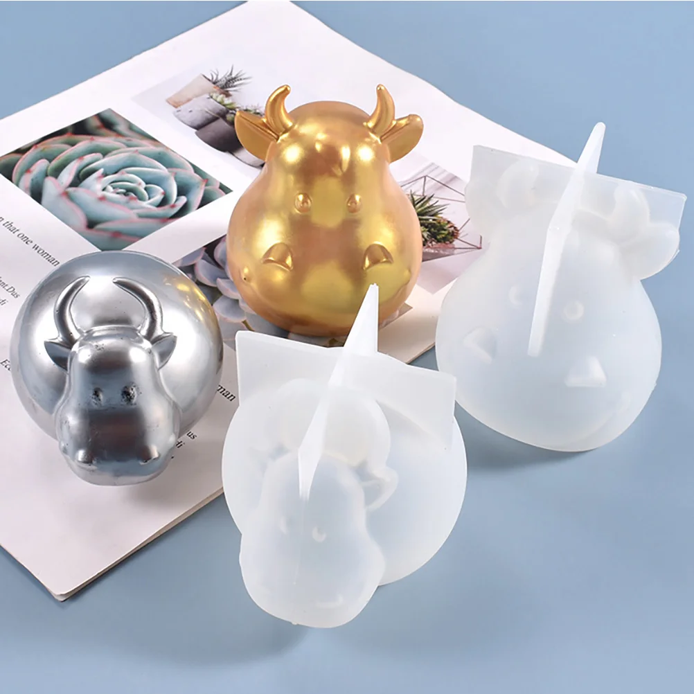

2pcs Year Of Mascot Mold Silicone 3D Cattle Epoxy Resin Craft Making Adornment Diy Mold For Creative Gifts Easy Demould