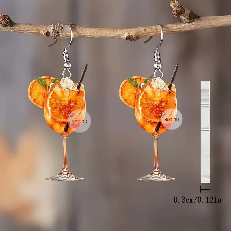 2D Flat Acrylic Orange Juice Dangle Earrings for Women Simple Creative Fashion Fresh Summer Festival Earrings Party Jewelry - view 4