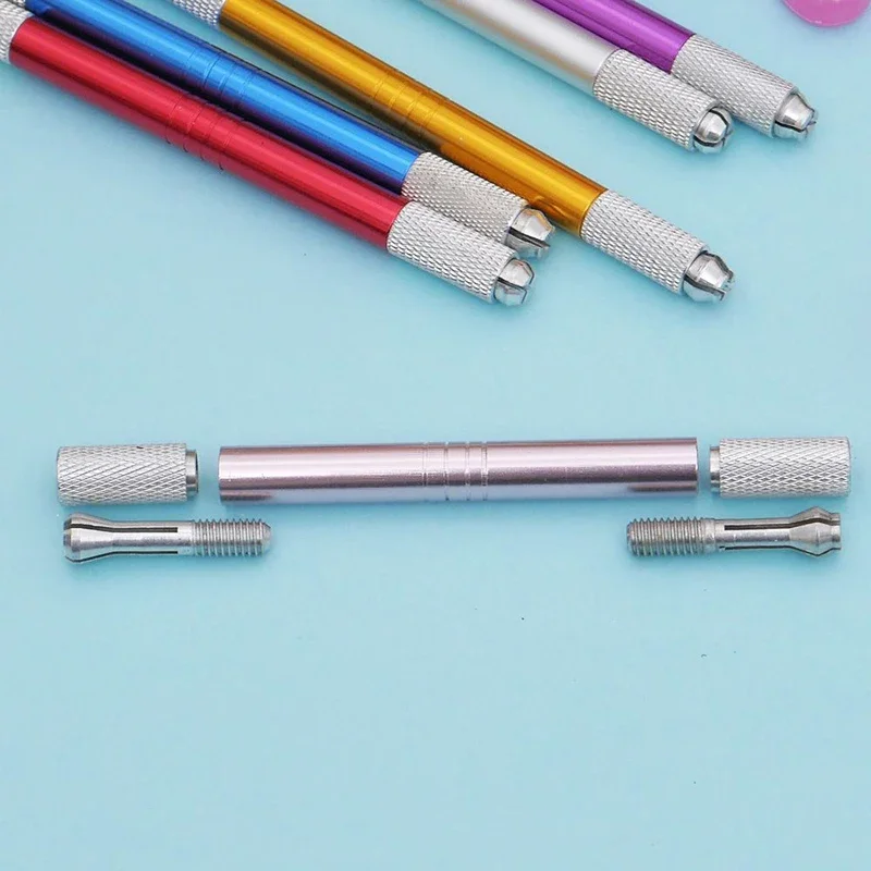 1 قطعة Microblading مزدوج الرأس دليل القلم ماكينة رسم الوشم التجميلي إبرة شفرة تجميل دائم المطرزة الحاجب الشفاه Tebori Munsu #4