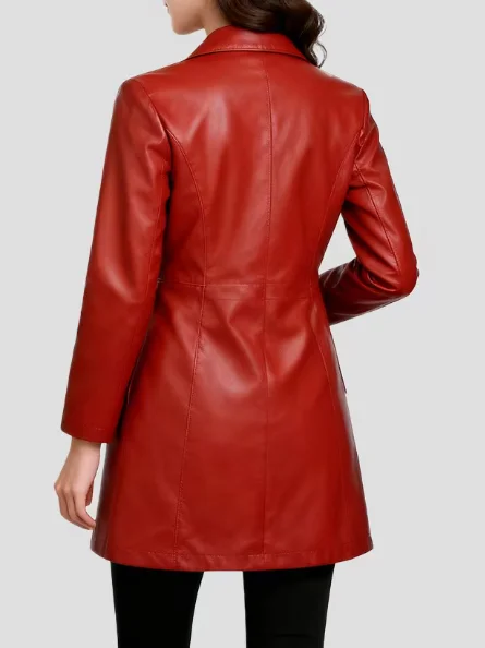 Women's Pu Leather Coat, Mid-Length, Slim Fit, Versatile Top, Jacket with Lapel Collar, Long Sleeves, Autumn and Winter Style