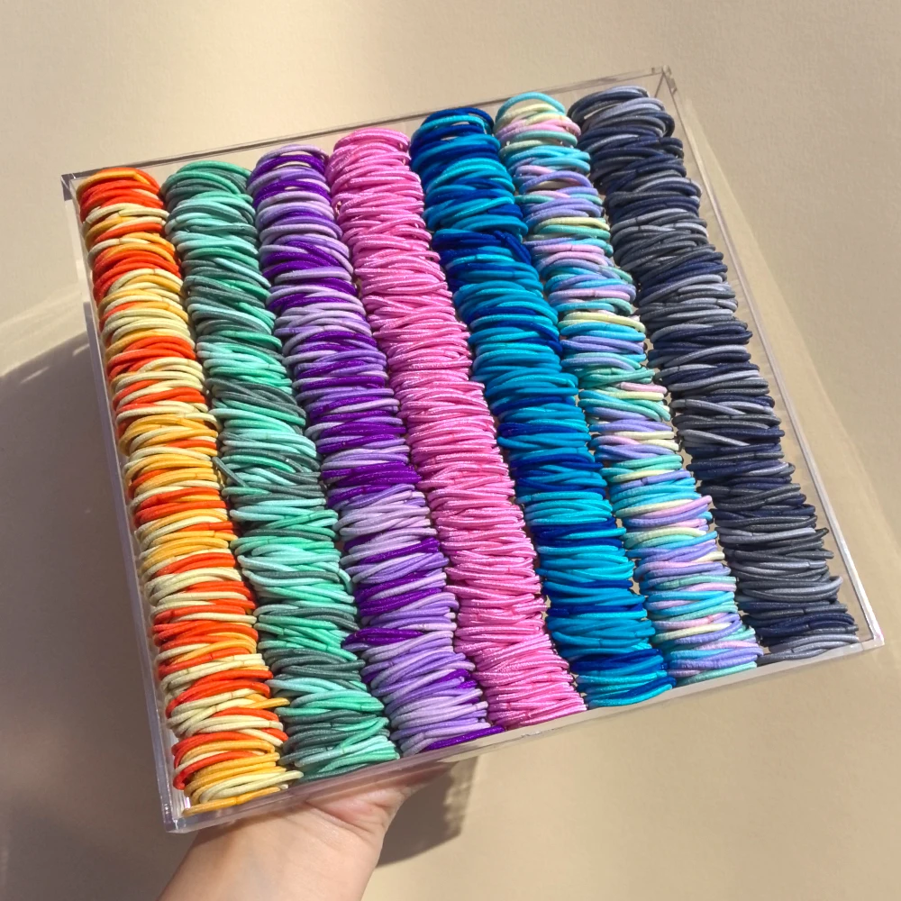 100Pcs/Set Cute New Girls Candy Color Hair Bands For Kids Hair Accessories Elastic Rubber Band Hair Band Best Gift