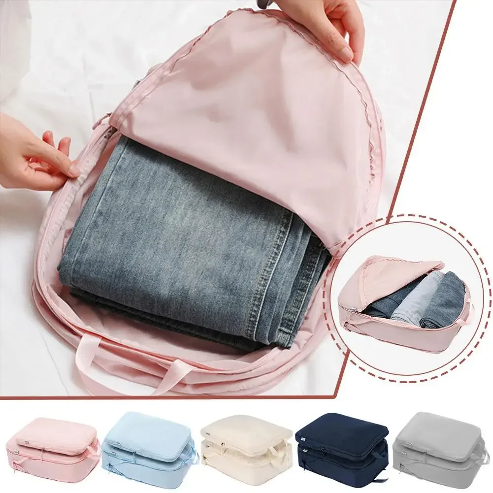 1pc Compressible Storage Bag Compressible Packing Cubes Foldable Travel Suitcase Nylon Handbag Luggage Organizer Storage Bag