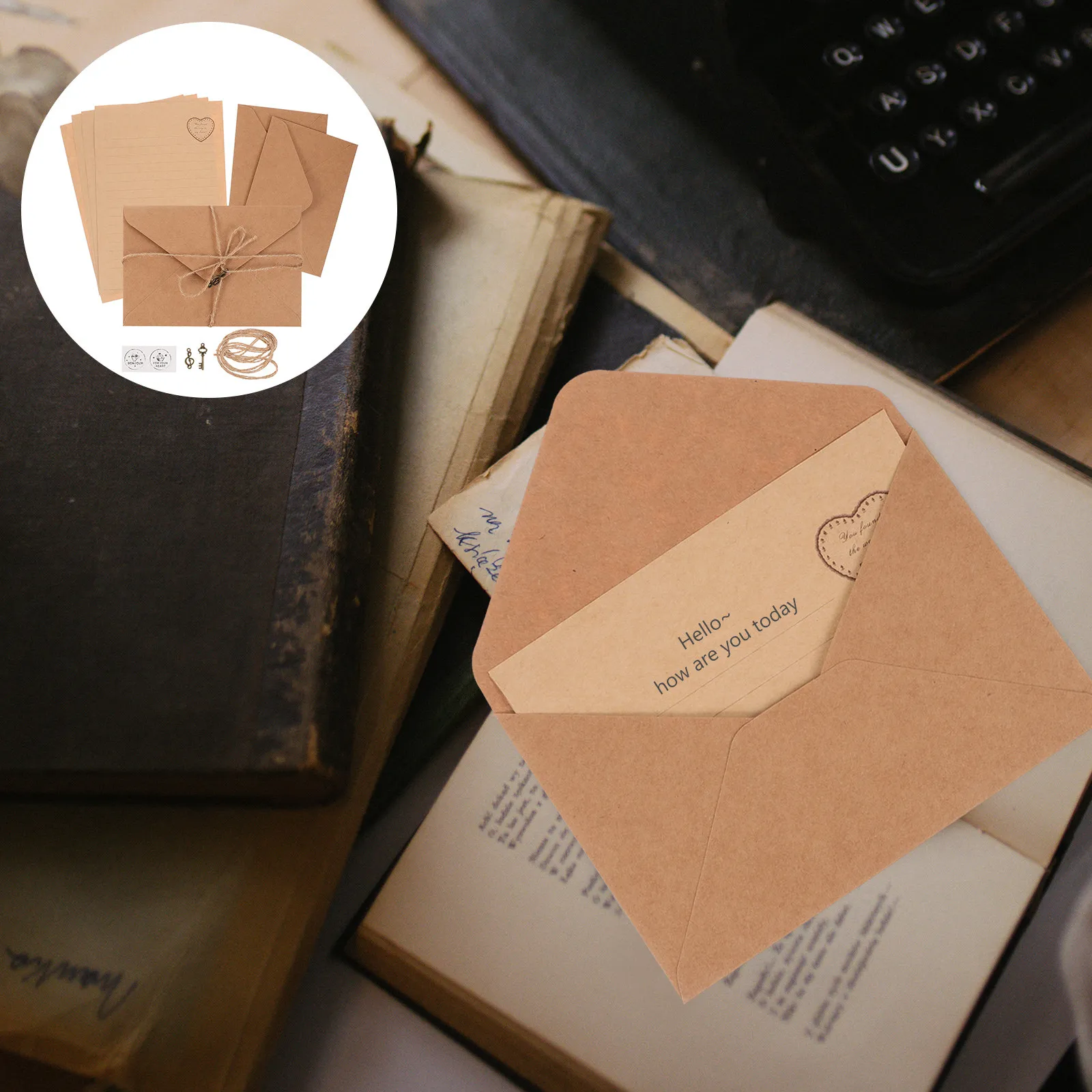 2Sets Charming Vintage Style Letter Paper Envelopes Set Comfortable Writing Surface for Thank You Letters Calligraphy Practice