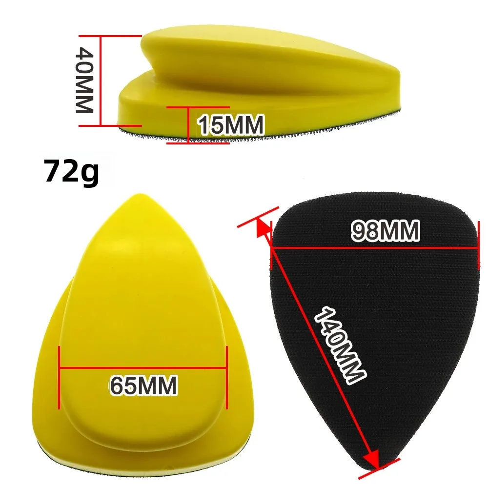 25 Pcs 98*140MM Assorted Triangle Sandpaper Flocking Sanding Disc Hook Loop With Hand Sanding Block Backing Plate Abrasive Tools