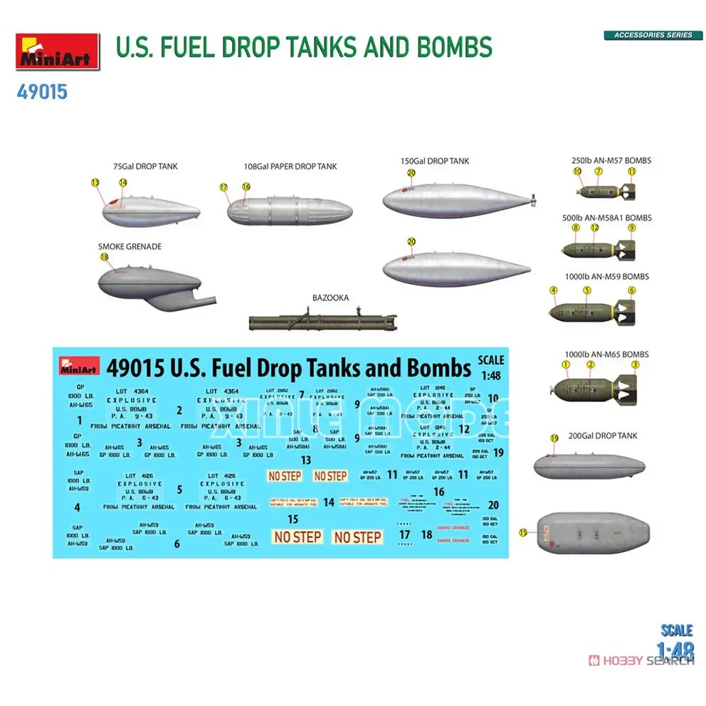 

MiniArt Plastic Assembled Model Kit 49015 US Fuel Drop Box and Bomb 1/48