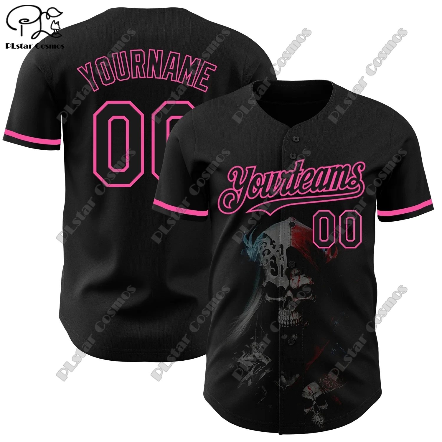 PLSTAR COSMOS Customized name 3D printing black skull fashion design genuine brand new casual baseball jacket