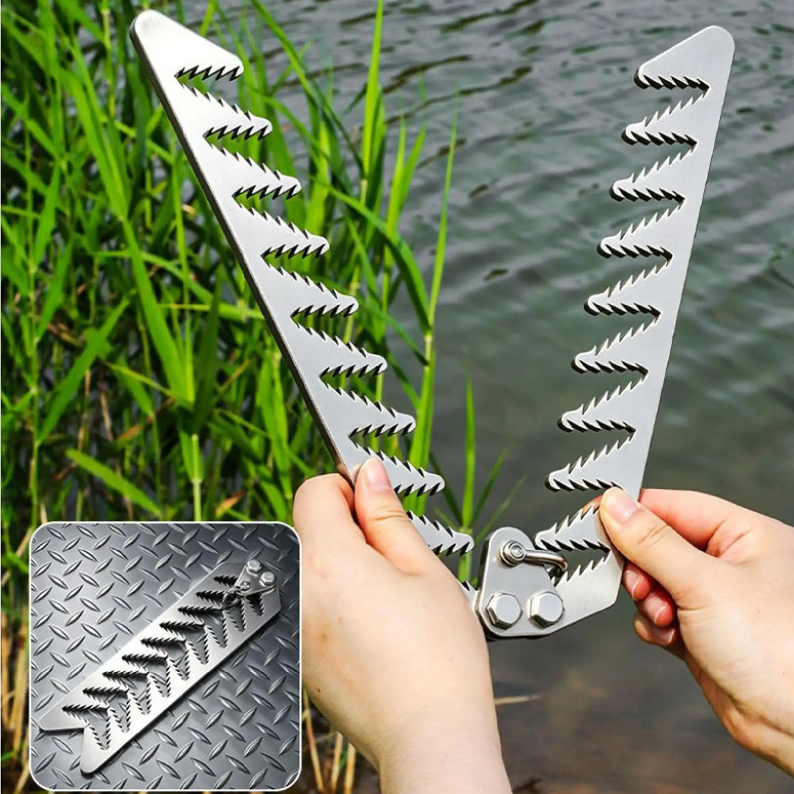

Aquatic Plants Grass Cutter Heavy-Duty Foldable Weeder with 20 Meters Rope Aquatic Plants Cutter for Boats Fishing Cleaning