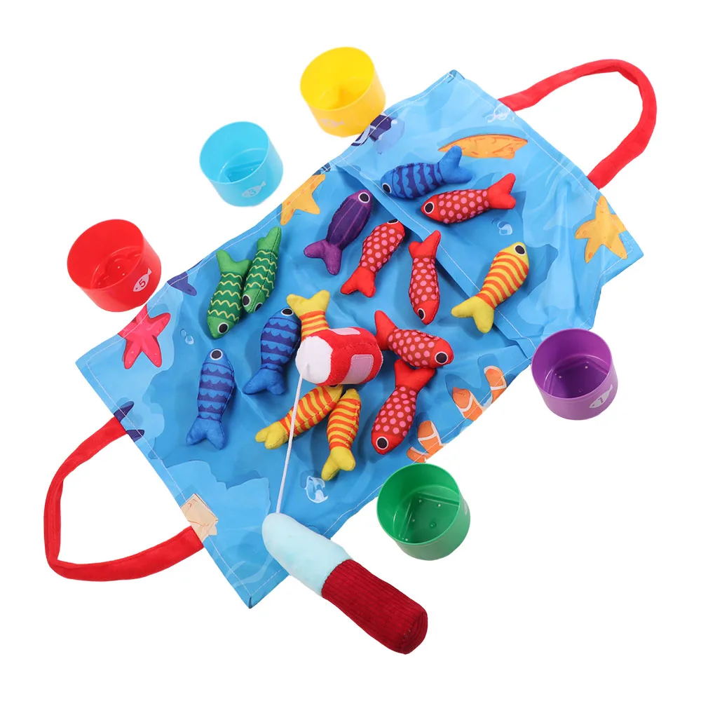 

Тканевая развивающая игра-головоломка Монтессори: Рыбалка, счет, сортировка по цветам, мультяшный дизайн, сенсорное обучение для малышей