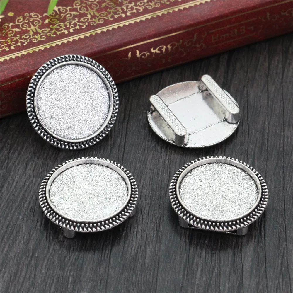 10pcs 18mm Inner Size Antique Bronze And Silver Plated Hole (10mm) beads Style Cabochon Base Cameo Setting Bracelet Pendant