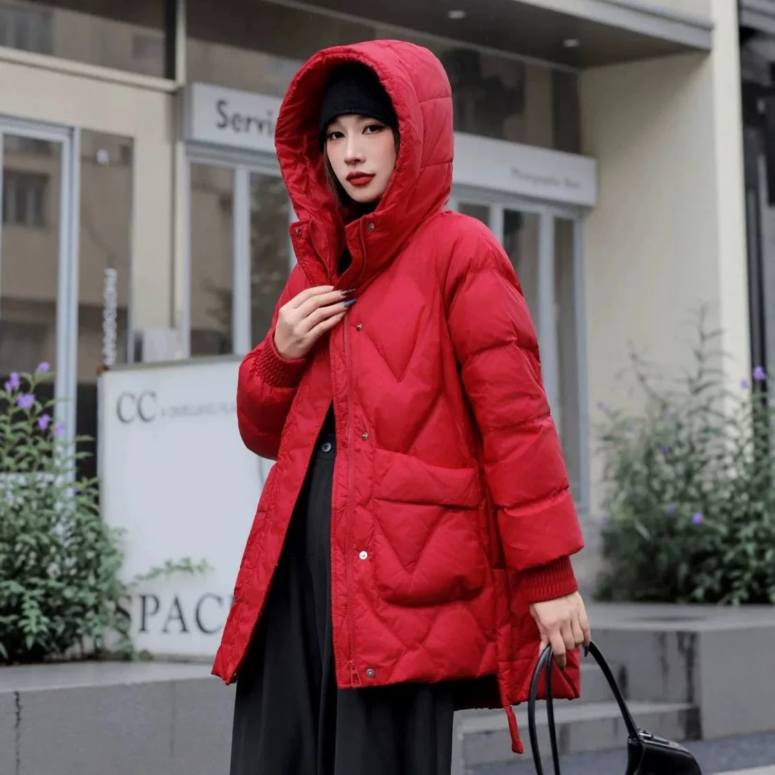 2026 Autumn/Winter New Women's Jacket Retro Hooded Down Jacket