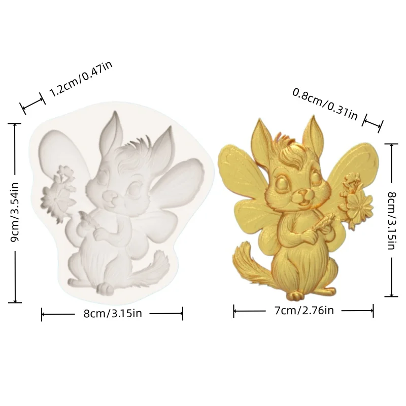 A Silicone Mold with Winged Squirrel, Flower, and Butterfly Elf Designs for Making Fondant Chocolate