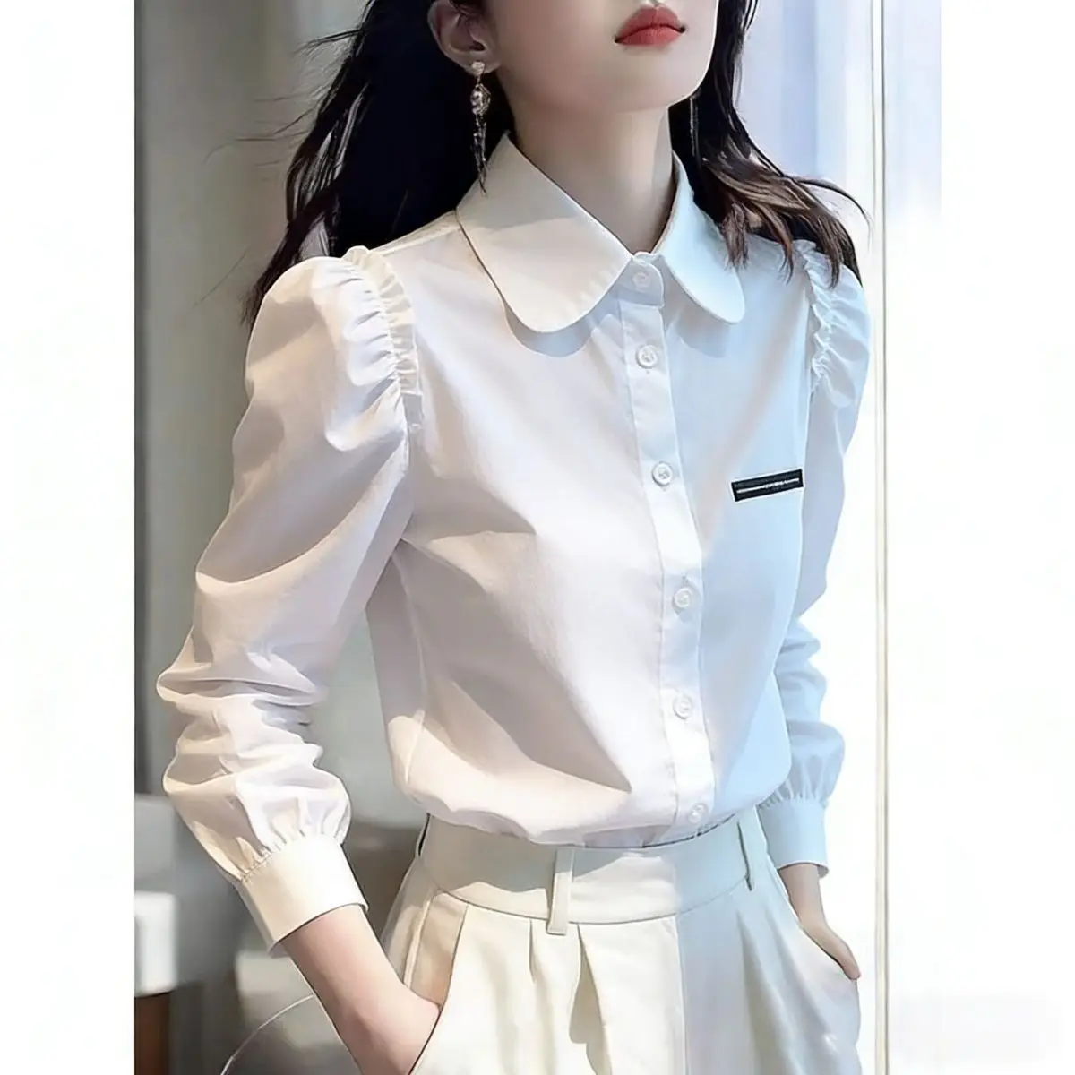 

Fashion Collar Shirt Female 2026 Spring Summer New Coat Women Temperament Bottoming Tops Design Sense Niche Blouse