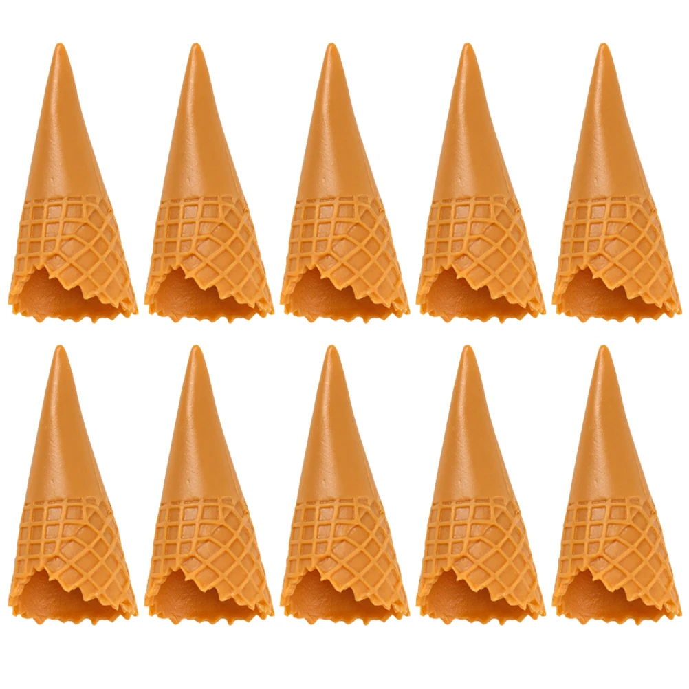 15 pezzi supporto inferiore per gelato simulato accessori fai da te mini modelli a cono decorazioni per la casa oggetti di scena artigianali ghiaccio in plastica marrone chiaro