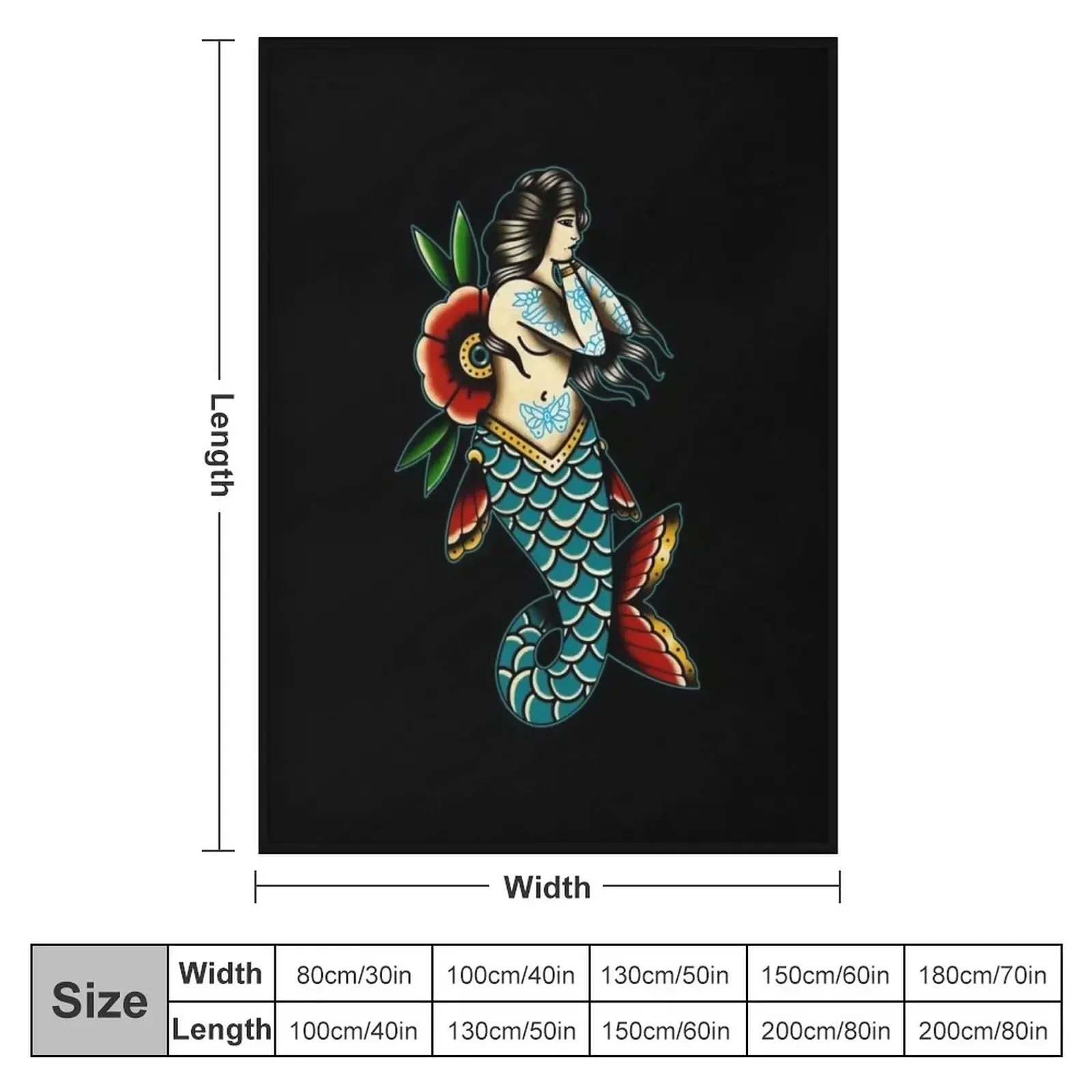 New Sailor Jerry Mermaid Throw Blanket Quilt halloween wednesday Flannel Blankets