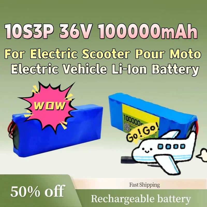 

10S3P 36V 100000mAh High-Capacity NEW 18650 Rechargeable Battery for Electric Scooter Pour Moto Electric Vehicle Li-Ion Battery