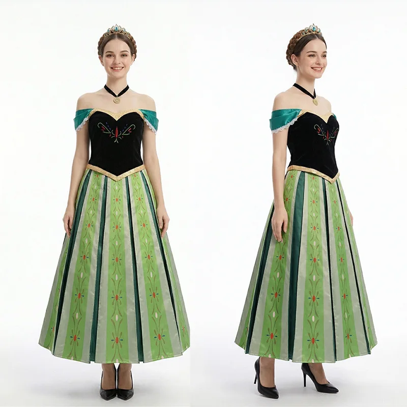 Disfraz de Princesa Anna de Frozen para Adultos, Vestido Largo para Fiesta de Halloween, Regalo de Cumpleaños para Novia, Vestido para Mujer