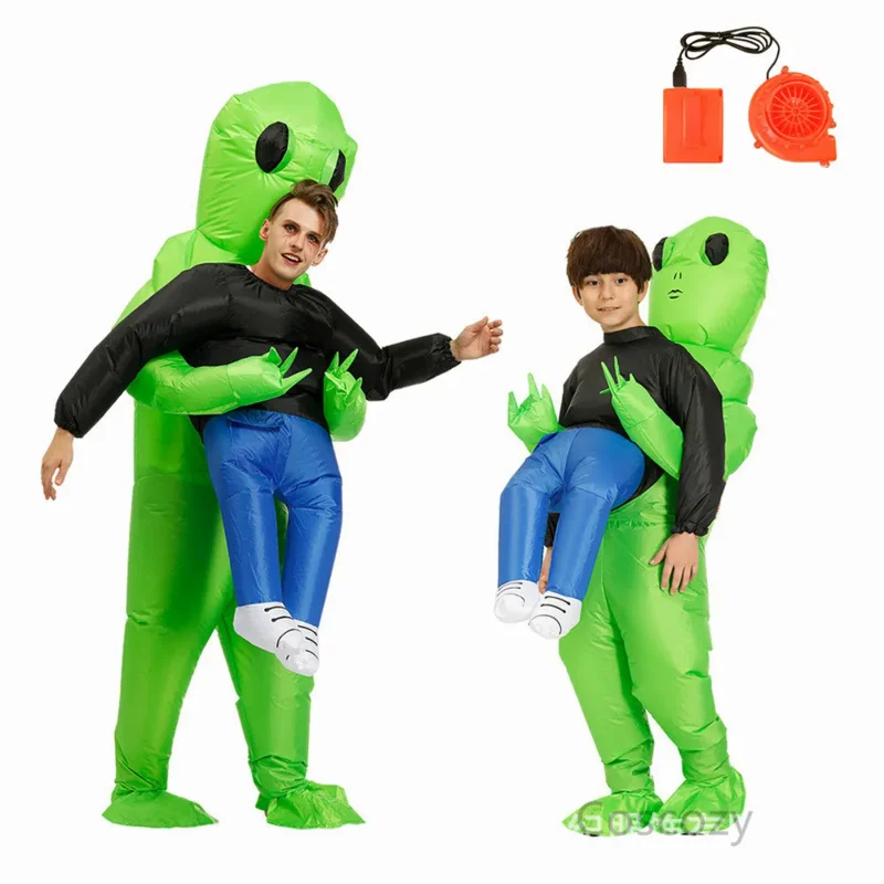 Traje inflável alienígena para crianças e adultos, trajes de anime, vestido, mascote, festa de Halloween, carnaval, trajes cosplay, meninos, meninas